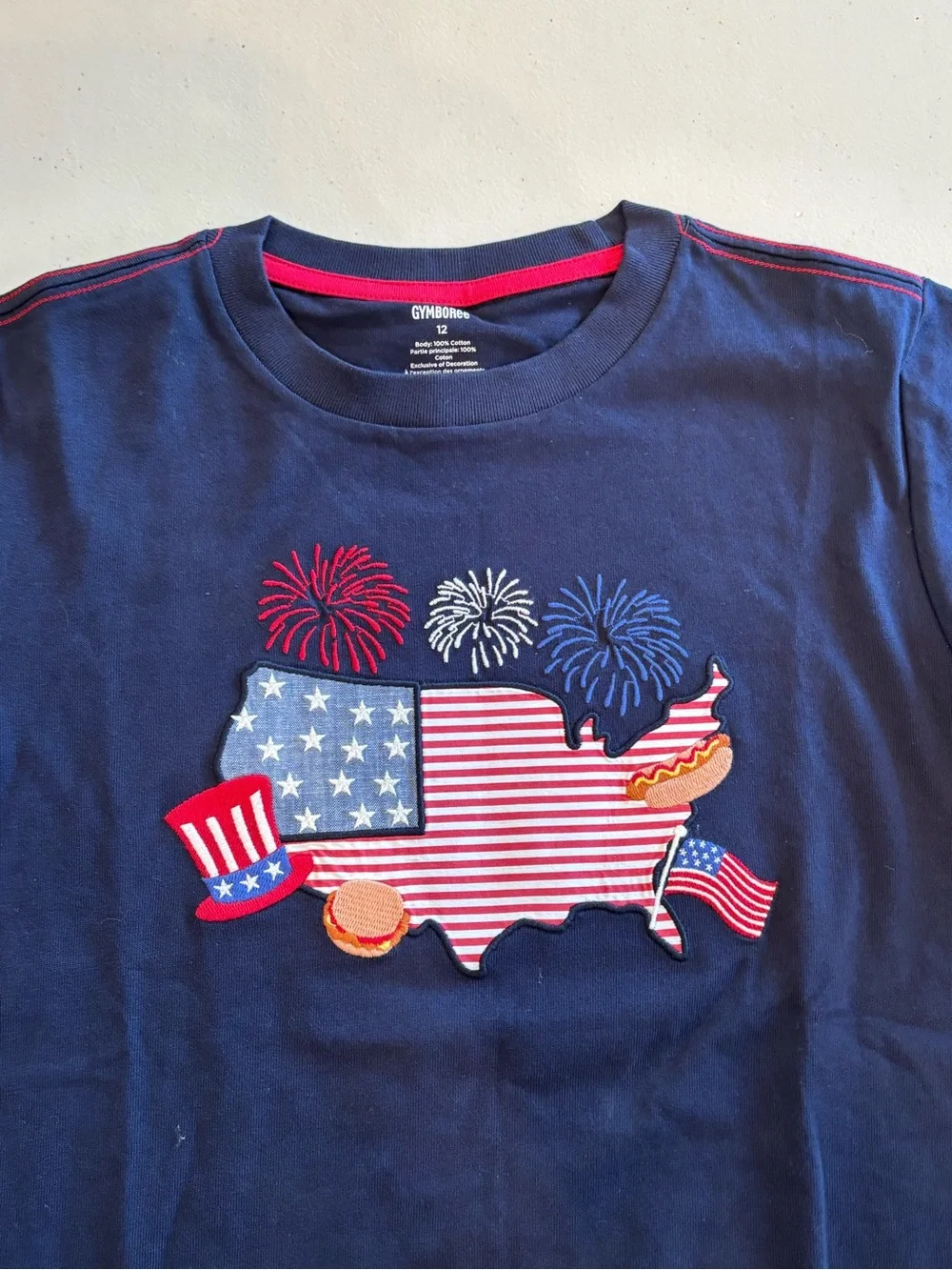 Set/2 Gymboree Red Short Sleeve Truck Applique Tees 4th of July